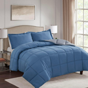 HIG 3pc Dusty Blue Twin/Twin XL Comforter Set - All Season Reversible Down Alternative Comforter with Sham - Quilted Duvet Insert with Corner Tabs - Box Stitched Blanket - Breathable, Soft, Fluffy