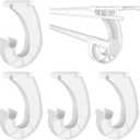 4Pcs 3/4 Hanging Rod Support White Closet Shelf Rod Holder J-Shaped Closet Brackets for Hanging Clothes Cabinets Storage and Curtain Fixation