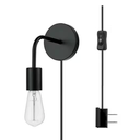 Holden 1-Light Matte Black Plug-In or Hardwire Wall Sconce with 6 ft. Cord