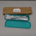 Travel Utensils with Case,SAOHYPEI Portable Silverware Set for Work, 4-Piece Stainless Steel Portable Cutlery Set,Lunch Box for Camping Work School, Include Fork Spoon Knife, Dishwasher Safe,Silver