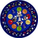 Round Classroom Rug, 66Ft ABC Rugs for Kids Playroom, Education Classroom Carpet Elementary for Learning Alphabet, Numbers, Words, Area Preschool Playmat for Daycare Kindergarten