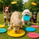 4 x Dog Frisbee  Soft Rubber Flying Disc Toy for Small Dogs, 9 Yellow  Safe, Lightweight & Fun