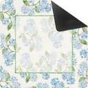 Blue Hydrangea Floral Mahjong Mat for Table 31.5 X 31.5 in, Gifts for Mahjong Players, Grandmillennial Blue Flower Cottagecore Anti-Slip Table Cover Tablecloth for Poker Board Card Tile Game
