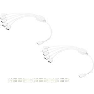 MECCANIXITY 2 Pcs RGB Splitter Cable, 12V 12" 4 Pin 1 to 5 Female to Female RGB Adapter Cable with 4 Pin Male Connectors for PC Computer ARGB Fan/LED Lights, White MECCANIXITY 2 Pcs RGB Splitter Cable, 12V 12" 4 Pin 1 to 5 Female to Female RGB Adapter Cable with 4 Pin Male Connectors for PC Computer ARGB Fan/LED Lights, White