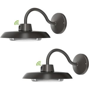 35W LED Gooseneck Barn Light 8 Inch Outdoor Farmhouse Wall Light with Dusk to Dawn Photocell Pole/Wall Mounted Area Light for Barn Garage Yard Warehouse 120VAC 4000K 3100LM UL Listed Dark Bronze 2PK