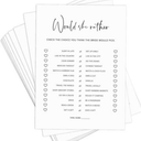 Over or Under Bridal Shower Game Cards, 35 Pack, 4.7 x 6.7 inches, Premium Card Stock, Minimalist Design