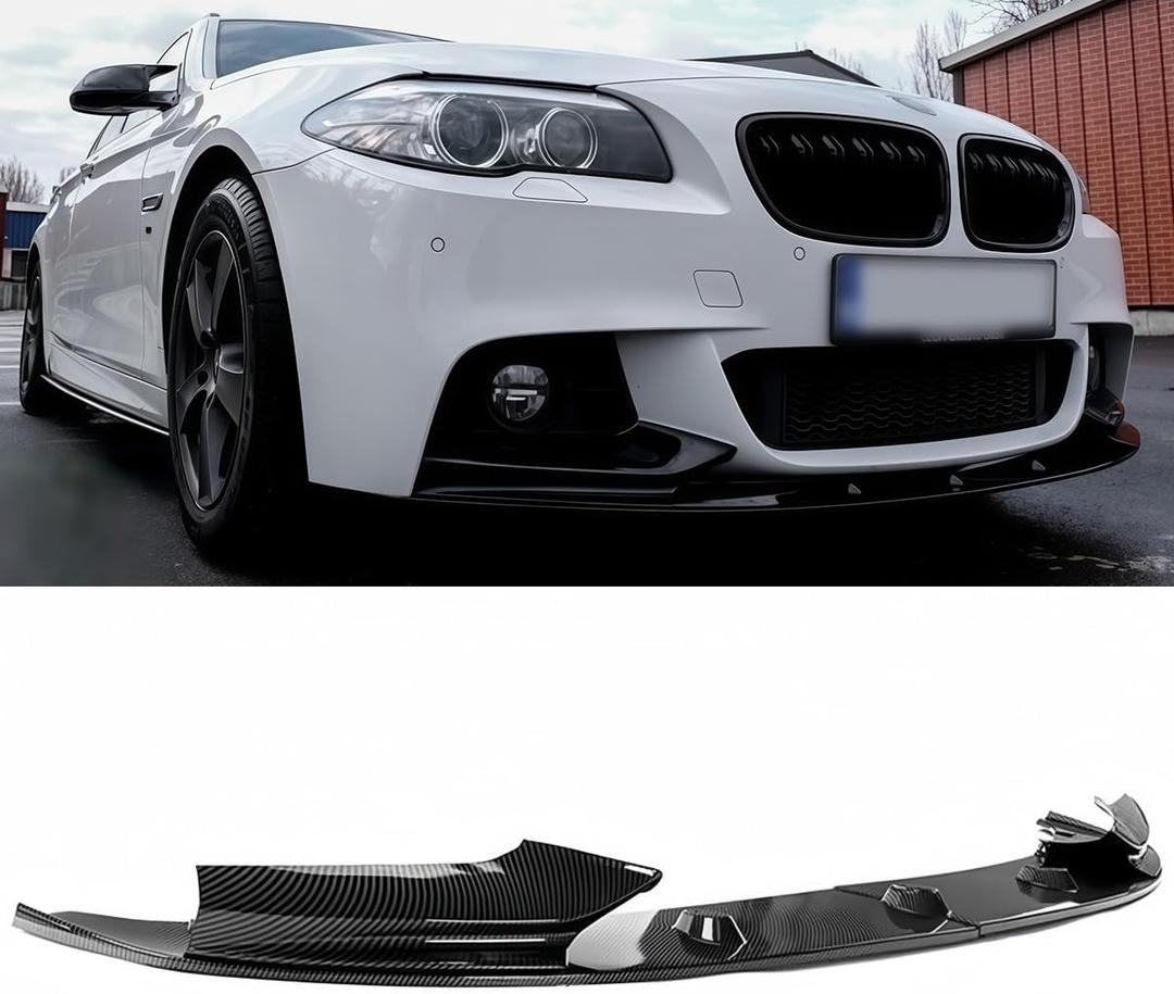 Front Lip Compatible with BMW F10 F11 5 Series 2011-2016, Fits for 528i 535i 535d 550i M5 GT xDrive, Bumper Air Dam Lower Chin Spoiler Splitter, Protection Body (Carbon Fiber Pattern)