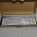 AULA F2088 Typewriter Mechanical Keyboard, White Retro Wired Gaming Keyboard with Blue Switches, Rainbow Backlit, Round Keycaps, Media Knob & Removable Wrist Rest