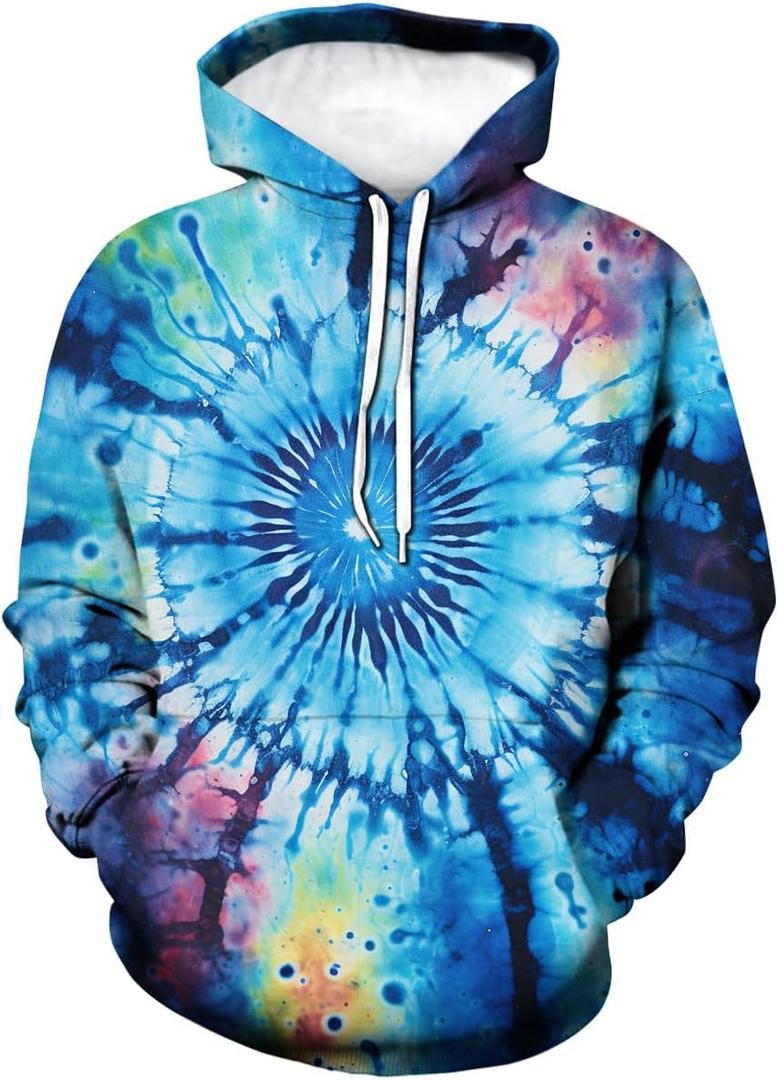 Creative Tie Dye Pattern Hoodies Colorful Hoodies Sweatshirt Pullover (L)