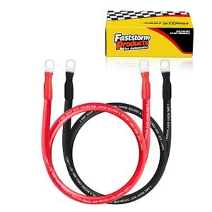 4 AWG Battery Cable, Flexible Inverter Cables 3 Feet with 3/8" Terminals OFC Pure Copper 4 Gauge Welding Wire for Automotive Solar Marine Boat RV Car Motorcycle (Red + Black 3FT Pair)