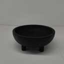 Black Wood Decorative Bowl, 11" Large Round Rustic Footed Bowl, Wabi Sabi Vintage Decor for Centerpiece Tabletop Shelf