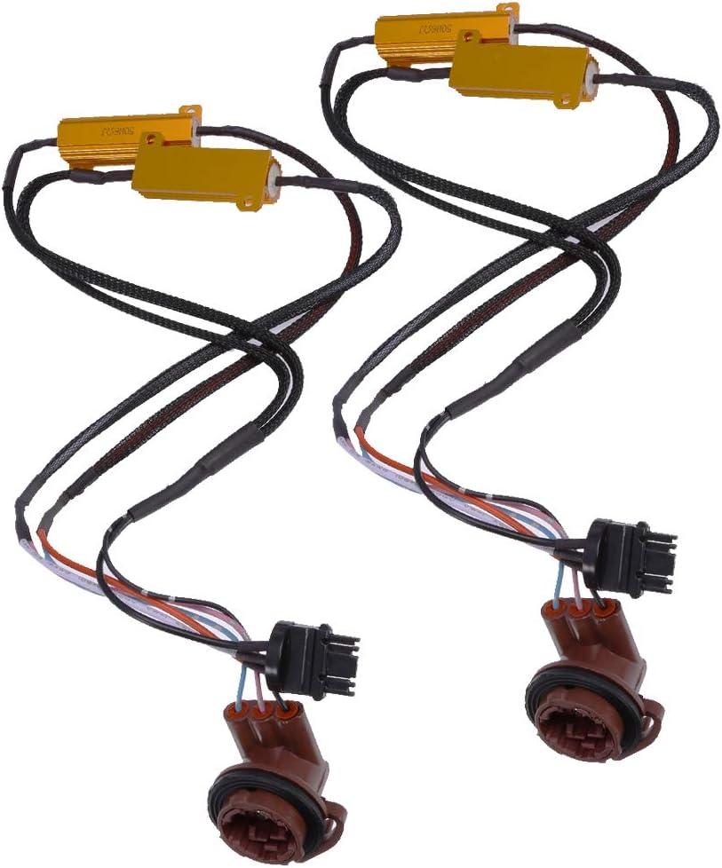 2 Pcs 3157A 4157 Load Resistor Fix Hyper Flash for Switchback LED Turn Signal Light 50W 6 Ohm