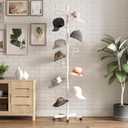 Hat Rack with 15 Circular Hooks Floor Hat Stand,White