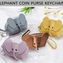 Leather Coin Purse Leather Elephant Keychain Wallet Small Coin Pouch with Keychain Leather Wallet Cute Elephant Gifts for Girls Women, blue, CYLQB01