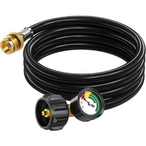6ft Propane Hose Adapter 1lb to 20lb with Gauge, Propane Tank Adapters 1 lb to 20 lb Converter,5-40lb Propane Tank Hose Adapter for Weber Q Grill/Coleman Stove/Blackstone Griddle/Buddy Heater