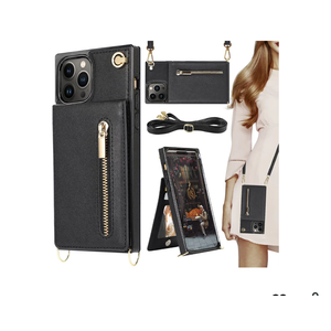 HOGGU Compatible for iPhone 14 Pro Max Case Wallet with Card Holder, Crossbody Case with Strap, Flip Leather Protective Phone Case for Women Girls-Black