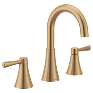 Moen Ronan Bronzed Gold Two-Handle Adjustable Widespread Modern Bathroom Faucet, Valve Included, 84023BZG