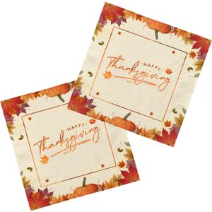 Gatherfun Thanksgiving Party Supplies Maple Leaves Disposable Paper Napkins for Thanksgiving Dinner Party Fall Party Decorations 50 Pack