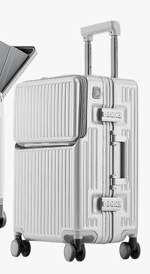 1-Piece Hardshell Zipperless Luggage Set, 20" Aluminum Frame Hardshell Spinner Luggage, Airline Approved Carry-On Luggage, TSA Lock, 360° Quiet Wheels With Cup Holder (silver)