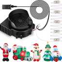 Air Blower Fan for Inflatables, 12V 1.5A Mini Airup Replacement Blower Fan with 2.0A Adapter and 5 LEDs Bulbs Light for Halloween and Christmas Inflatables (IP68 Waterproof, 3200RPM, 5.0 * 5.0'')