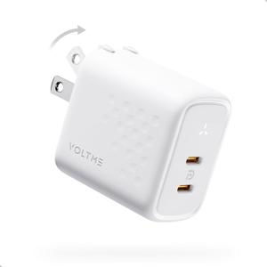 VOLTME USB C Charger 45W, GaN PPS Dual USB C Fast Charger Super Fast Charging 2.0, Foldable Charger Compatible with iPhone 17/16/15/14Series, Galaxy S24/S23/S22 Series, MacBook Air