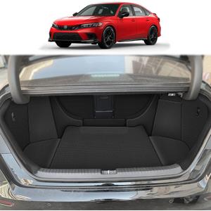 for 2022-2024 2025 Honda Civic Sedan Cargo Mat & Backrest Mat (with Rear Left and Right Side Panels) - Custom Fit PU Leather Cargo Liner - All Weather Trunk Mats for Honda Civic Sedan Accessories