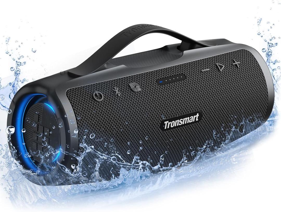 Tronsmart Mirtune S100 Portable Bluetooth Speaker, 50W Punchy Bass &Clear Treble, Retractable Handle, 20H Playtime, IPX7 Waterproof, Customize EQ for Outdoor, Camping,Beach(Black)