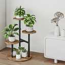 INGIORDAR Plant Stand Indoor Outdoor Corner Plant Shelf for Multiple Flower Pots Flower Stand Holder for Patio Garden Balcony Living Room (Black+Rustic Brown, 4 Tier)