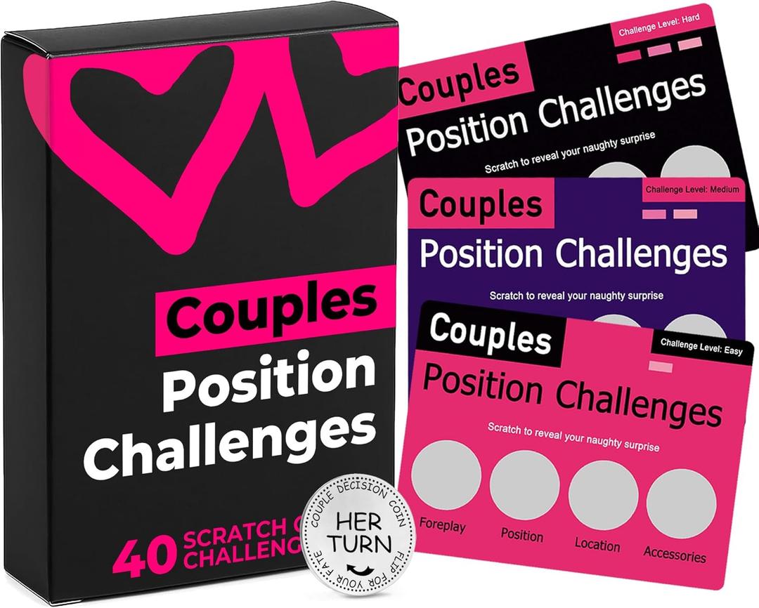 Couples Games for Adults  Position Challenges Scratch Off Cards, 40 Spicy Dares & Romantic Adventures for Couples to Build Deeper Intimacy, Fun Date Night Game, Valentines Gifts for Him & Her