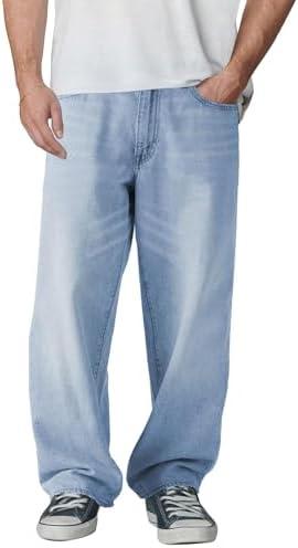 Mens Baggy Jeans Loose Fit Wide Leg Jeans Streetwear Pants Y2K Carpenter Denim Black Vintage Oversized Jean for Men, Size XL