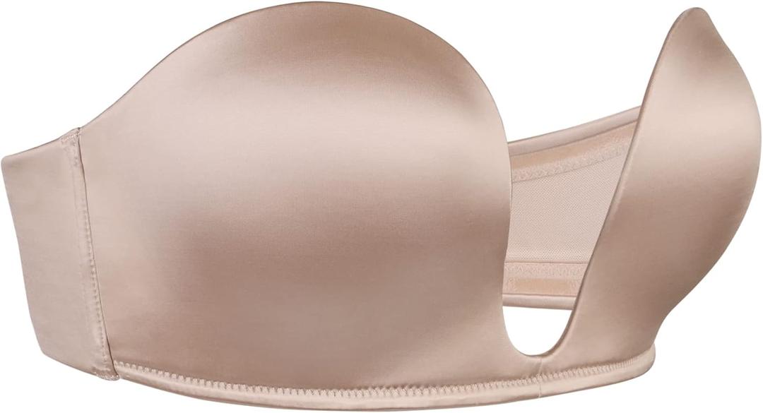 NO Slip Strapless Bra Push Up Demi Seamless Underwire(Beige,34C)