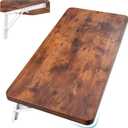Neoaider Wall Mounted Folding Table 31.5”L x 15.7”W, Brown | Laundry Folding Table with Heavy Duty Metal Collapsible Shelf Brackets, Wall Mounted Desk Fold Down for Small Spaces