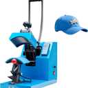 NEWBULIG Hat Heat Press Machine, Heat Mathines for Pressing Cats with Precise Temp Control, 3.2"x5.5" Heating Plate for Baseball Caps, Beanies and Custom Designs, Includes Memory Mode & Safety Base (Blue)