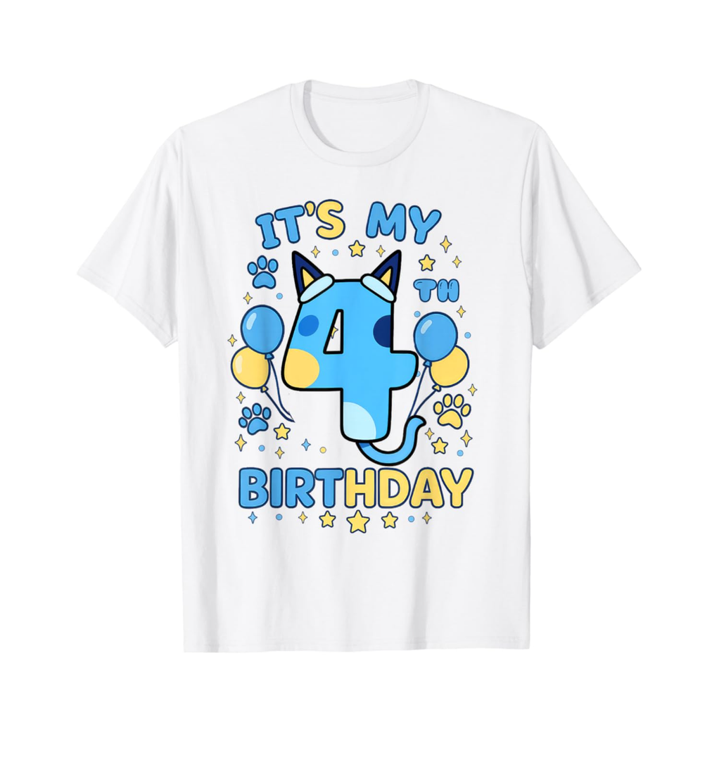 Dog 4th Birthday Boy Theme Party Four Cool 4 Year Old T-Shirt S