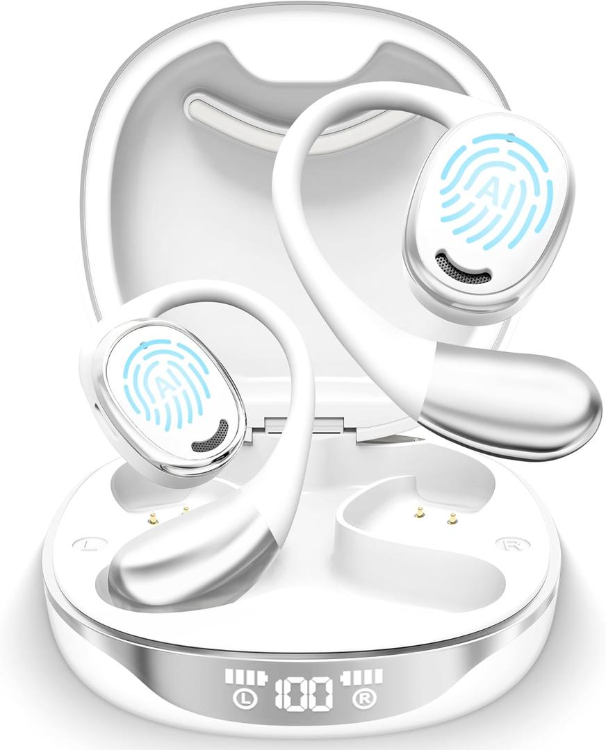 4 x OWS Translator Earbuds: 3in1 Translator Earphones 144 Languages & Accents & 8 Offline Translation Packs HD Sound Quality Long Battery Life, Ideal for Travel & Business, Milkywhite