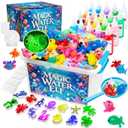 Upgraded Magic Water Elf Toy Kit, 20 Gels & 15 Molds, Craft & Art Kits for Kids Girls Boys Age 3 4 5 6 7 8 9 10 11 year old, Aqua Fairy Make Your Own Water Pets Squishy Maker Birthday Gift Party Favor