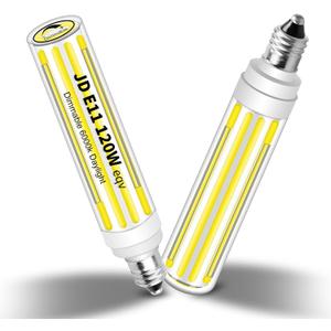 Updated Dimmable JDE11 120V 100W 120W Halogen Mini Candelabra Bulb Equivalent,T4 COB E11 Led Bulbs Dimmable,Daylight White 6000K,12W 1300LM JDE11 Ceiling Fan Light Bulbs,2 Packs