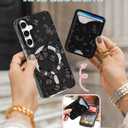 Toycamp for Samsung Galaxy A15 5G Case - Compatible with Magsafe Credit Card Holder Wallet Magnetic Cute Women Teen Girls Kawaii Girly Unique Black Butterfly Design Phone Cover for Galaxy A15 5G