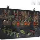 Stove Top Covers for Electric Stove 36x21 Inches, Kitchen HeatResistant Glass Cooktop Protector, Condiment Leaves Pepper Beans Cooking Utensil Ceramic Stovetop Countertop Covers Mat, Oven Cover (Black)