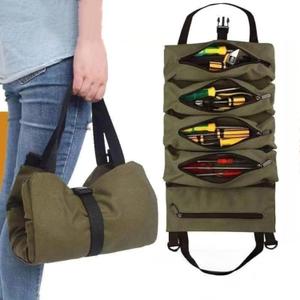 Multi-Pocket Tool Roll Organizer Pouch, with 5 Zipper Tool Pockets, Adjustable Buckle Closure, for Hardware Accessories(1 Piece)