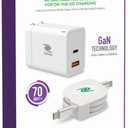 ReTrak Retractable 70W USB-C Laptop Charger with 6Ft Charge/Sync Cable