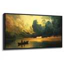 YCPRIMER Large Landscape Wall Art for Living Room,Flowers Picture Canvas Wall Decor,Blue and Purple Decoration Artwork,Lake Framed Painting for Bedroom,Office Decor Size 20x40 Inches
