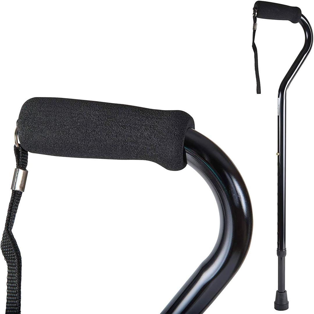 DMI Walking Cane and Walking Stick for Adult Men and Women, FSA Eligible, Lightweight and Adjustable from 30-39 Inches, Supports up to 250 Pounds with Ergonomic Hand Grip and Wrist Strap, Black