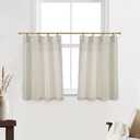 Rustic Curtains for Kitchen Window,Small Linen Country Curtains for Farmhouse Living Room Bathroom Decor,Oatmeal Beige,36 Inch Length