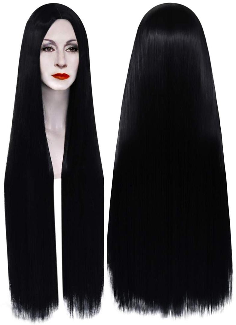 Mildiso 40'' 100cm Extra Long Black Wigs for Women Straight Hair Wig Natural Black Wigs for Party Halloween M086