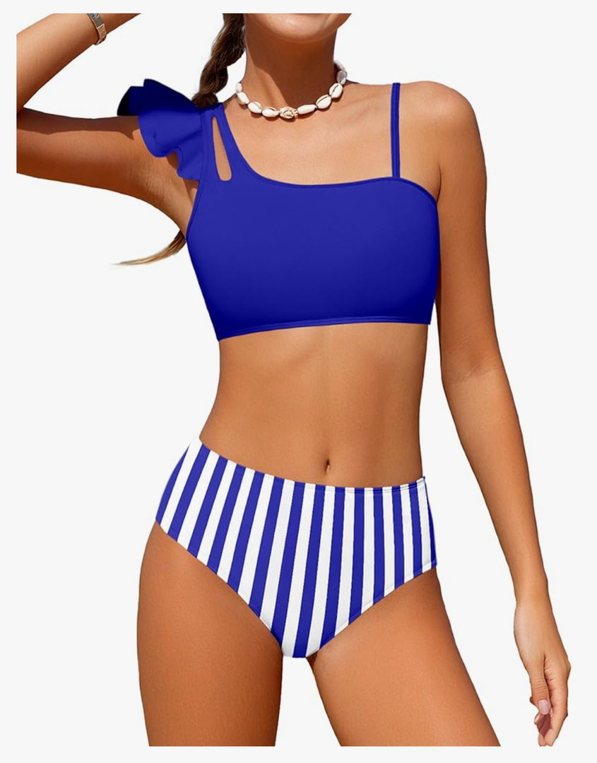 Girls Swimsuits Two Piece Bikini Set Ruffle Bathing Suit with Adjustable Strap Quick Dry Beach Girls' Swimwear 13-14Y