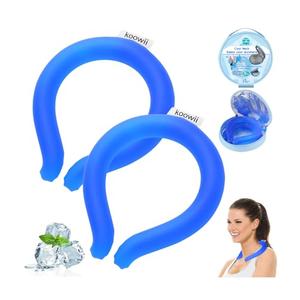 2-Pack Reusable Neck Cooling Tubes with Insulated Bag – Fast Freeze Ice Neck Wraps for Hot Weather, Sports & Outdoor Use, Eco-Friendly Ice Ring for Instant Cooling Relief Size M (Navy Blue, Set of 2)