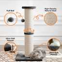 PAWSCRAT Cat Scratching Post 32" Tall, 5-Inch Diameter Natural Sisal Cat Scratch Post with Dangling Ball, Scratch-Resistant and Durable Tall Cat Scratcher for Indoor Cats, Protect Your Furniture, Grey