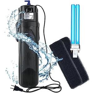 COOSPIDER Aquarium Filter Sun JUP-01 for 40-80 Gallon Tank Clear, U-V Fish Tank Green Clean Machine Submersible Pump w/ 1 Spare Bulb + 2 Replace Filter