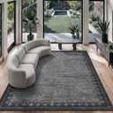 GarveeHome Washable 9x12 Large Area Rug for Living Room Bedroom Modern Non Slip Low Pile Carpet Geometric Cross Brdered Stain Resistant Grey Bedroom Laundry Room Rugs Kids-Friendly& Pets-Friendly